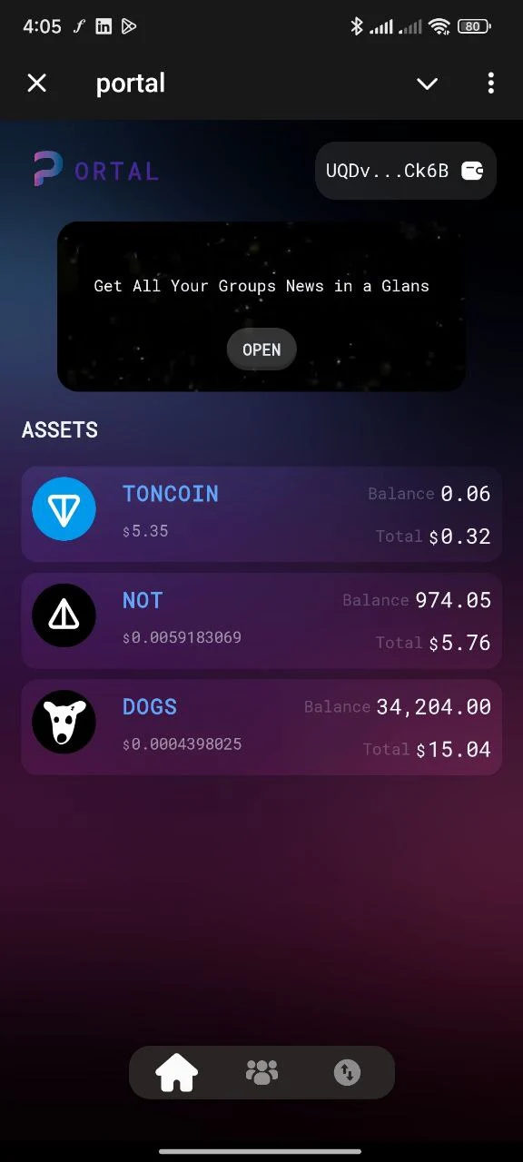 4 : Ton Portal Telegram mini app 